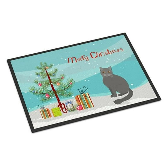 Carolines Treasures CK4750MAT 18 x 27 in. British Semi Longhair Cat Merry Christmas Indoor or Outdoor Mat