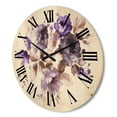 thumbnail image 3 of Designart 'Purple Retro Flowers With Brown Leaves On White' Traditional Wood Wall Clock, 3 of 5