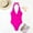 Hot Pink(New), variant on Summer Women's Fashion Solid Color Deep V Neck Halter Neck Tie Back Backless One Piece Swimsuit