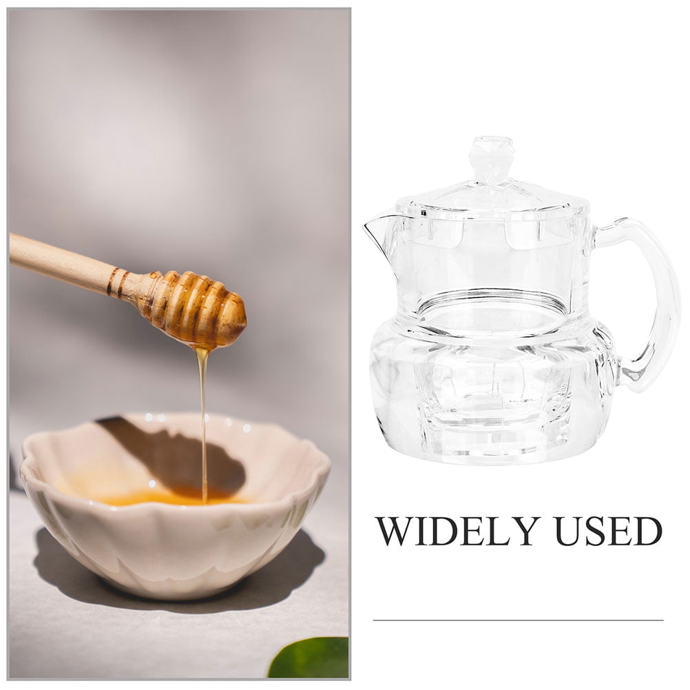 Masteelf 2pcs Honey Dispensers Acrylic Honey Pot Maple Syrup Bottles Clear Bee Honey Jar with Lid for Home Kitchen Commercial Use