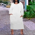thumbnail image 2 of IROINNID Formal Dress for Women Wedding Guest Evening Night Party Dress Elegant Plus Size Dress Round-Neck Sundresses Knee Long Sleeve Dress,White, 2 of 5