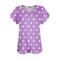 thumbnail image 4 of Hauts à Manches Courtes Amples pour Femmes à Col en V à Pois, Violet-G TG, 4 of 6