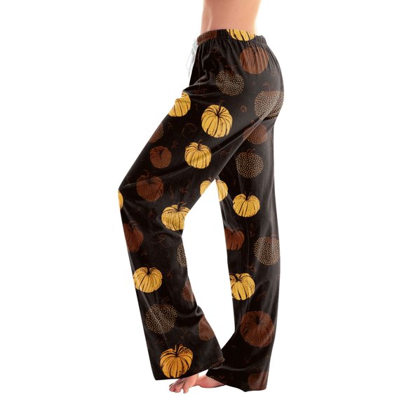 Pajama Pants Women Halloween Funny Pumpkin Print Soft Drawstring Comfy Lounge Bottoms