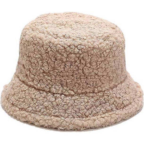 Winter Plush Fuzzy Bucket Hat Faux Fur Shearling Fisherman Hats for Women