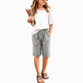 thumbnail image 3 of Kaprioy Running Shorts for Girls Girls Bermuda Shorts Knee Length Straight Leg Shorts Loose Casual Solid Drawstring Elastic Waist Short Pants Bermuda Shorts Kids, 3 of 6