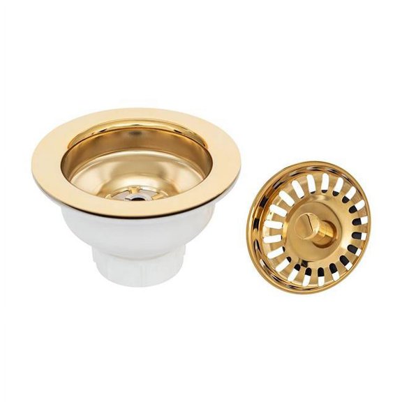 Premier Copper Products  3.5 in. Kitchen Prep Bar Basket Strainer Drain, Polished Brass