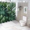thumbnail image 7 of Awypu Chic Modern Bathroom Decor Tropical Green Leaves Summer Palm Leaf Waterproof Shower Curtain White, 7 of 7