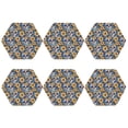 thumbnail image 2 of Pofeuu Skull daisy yellow blue Print Leather Coasters Set of 6, Round Cups Mugs Mat Pad for Home Kitchen Heat Resistant Drink Coasters,Hexagon, 2 of 7
