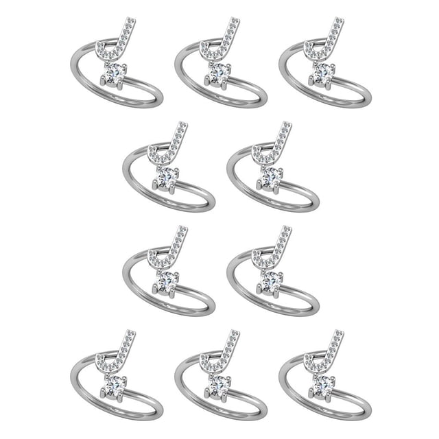 Jumpingount Anillo abierto con letras mayúsculas de cobre, anillos ajustables portátiles para interiores y exteriores, compras de oficina, j 10piezas