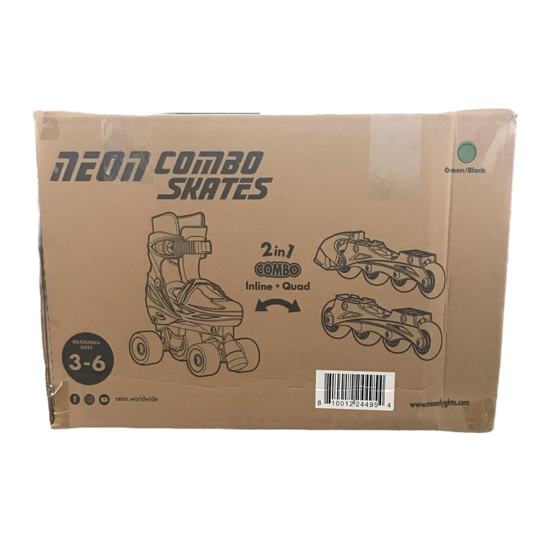NEON 2-in-1 Combo Skates with Light-up Wheels, Adjustable sizes 3-6 - 
