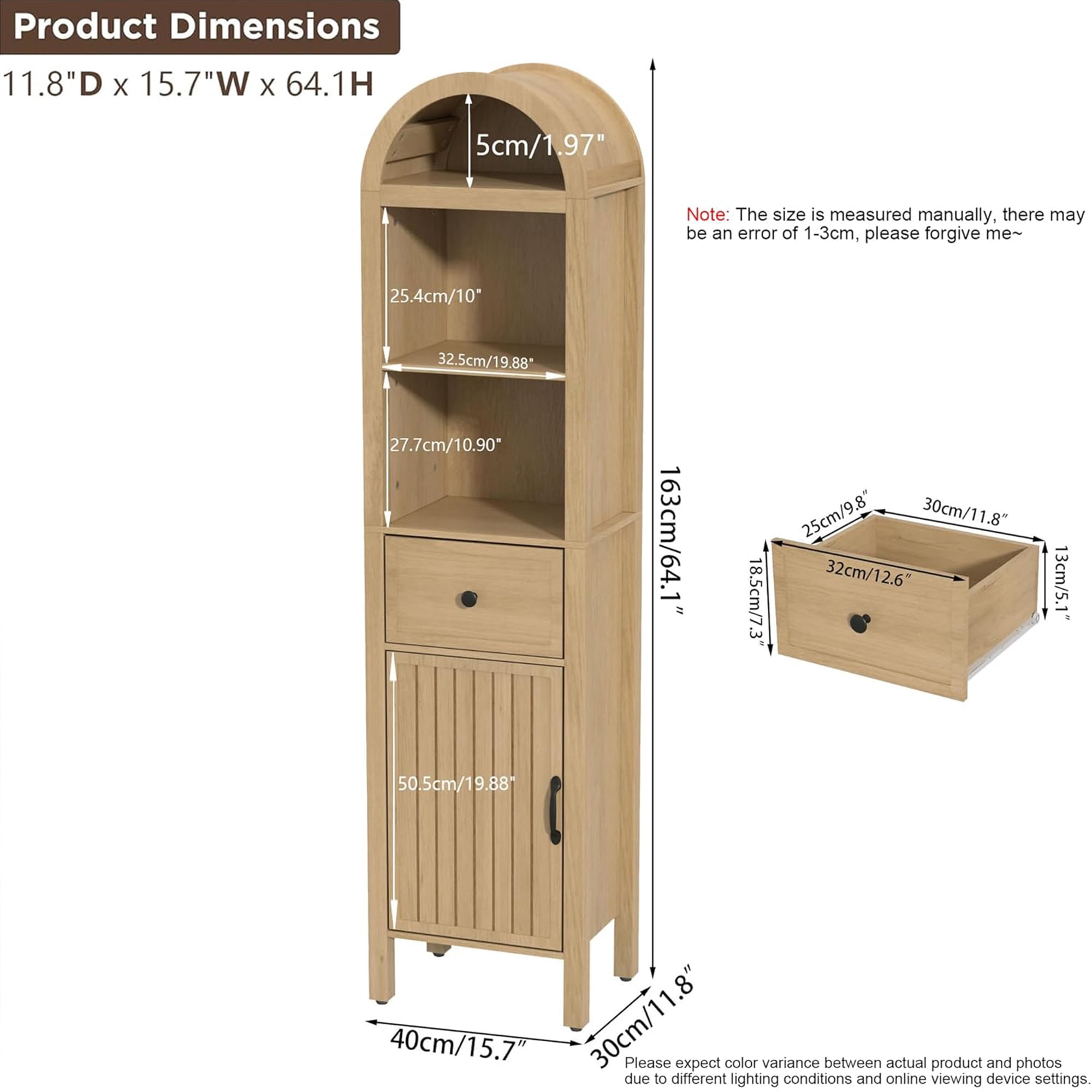 Fiogmub Tall Storage Cabinets with Doors and Shelves, Narrow Tall Linen Cabinet with Drawer