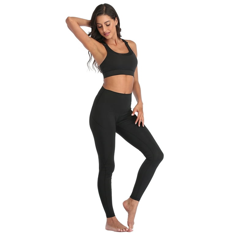  HLR Workout Leggings for Women High Waisted Yoga Pants with  Pockets Soft & Tummy Control Running Yoga Leggings Pants Black : Clothing,  Shoes & Jewelry