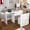 White + MDF1, variant on 3-in-1 Folding Side Table with 4 Storage Shelves, 41" Convertible Dining Table & Desk, White Multi-Functional Cart with Wheels for Kitchen, Dorm, Apartment