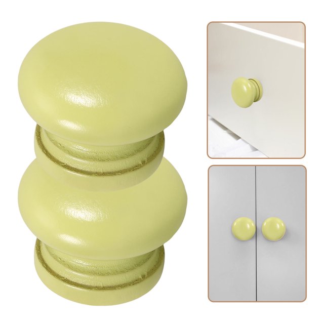 PAMINGONO 12Pcs Round Light Green Wood Dresser Pulls for Cabinet and Drawer Functionality