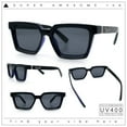 thumbnail image 2 of Locs Retro Beveled Frame Horn Rim Rectangle Gangster Sunglasses Black Blue - Black, 2 of 7