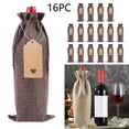 thumbnail image 1 of npkgvia home decorClearance,16PC Linen Bottle Bag Set Bottle Sleeve Linen Tag Red Packaging Bag,Brown, 1 of 9