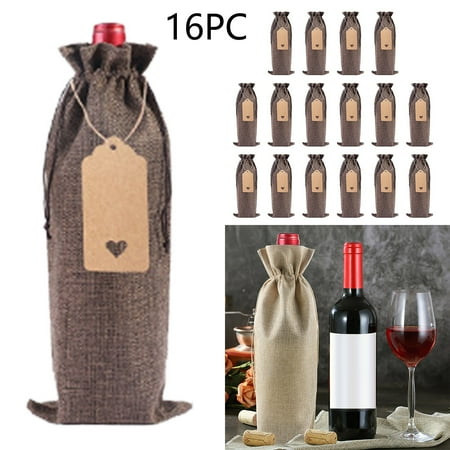 

Federra 16PC Linen Wine Bottle Bag Set Wine Bottle Sleeve Linen Tag Red Wine Packaging Bag
