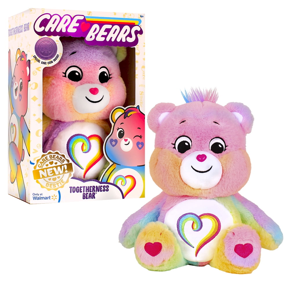 2020 Care Bears CHEER BEAR with Coin 14" Plush Stuffed Animal PINK Bear Rainbow 