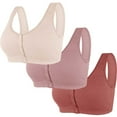 thumbnail image 1 of Timegard 3pc Plus Size Bras for Women Breathable Front Closure Wirefree Comfy Full Support Daily Bralette, 1 of 2