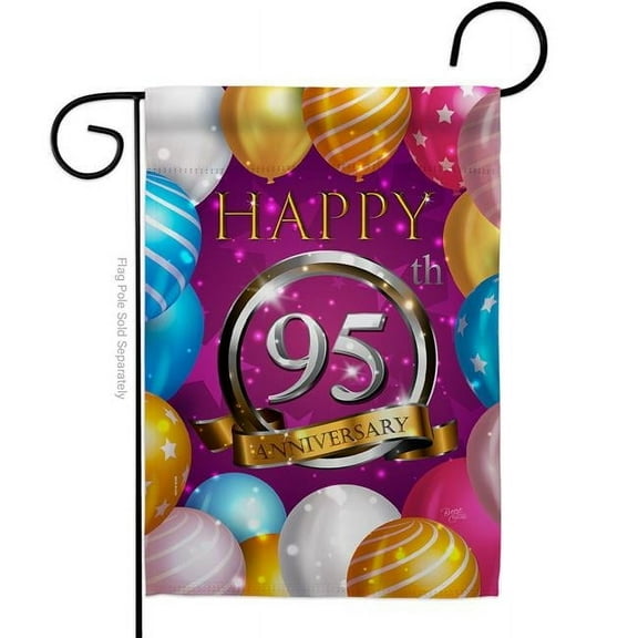 Breeze Decor G165202-BO 13 x 18.5 in. Happy 95th Anniversary Garden Flag with Celebration Double-Sided Decorative Vertical House Decoration Banner Yard Gift
