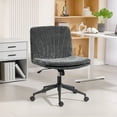 thumbnail image 2 of HOMCOM Criss Cross Chair with Wheels, No Arms, Wide Office Chair, Grey, 2 of 10