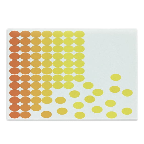 Yellow and White Cutting Board, Abstract Composition with Ombre Dots Spots Vibrant Colors Modern, Decorative Tempered Glass Cutting and Serving Board, Large Size, Orange Yellow White, by Ambesonne