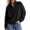 Black #019, variant on Womens Sweatshirt Waffle Knit Oversized Button Henley Pullover Tops, XL