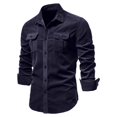 thumbnail image 4 of Kureaily Men's Corduroy Shirts Casual Western Long Sleeve Button Down Shacket Jackets with 2 Flap Pocket, 4 of 7