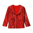 thumbnail image 3 of TiaoBug Kids Christmas Sparkly Sequins Jacket One Button Formal Tuxedo Suit Jazz Disco Dance Outerwear Red 6, 3 of 5