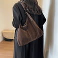 thumbnail image 5 of Women Suede Hobo Bag Magnetic Closure Shoulder Bag Retro Handbag (Ladies Portable Casual Bag), 5 of 10