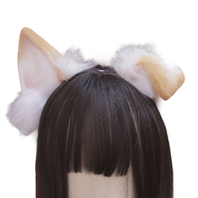 Visland Bandeau Imitation Fourrure de Renard avec Oreilles de Chiot Style Peluche Jeu de Rôle Habillage Serre-Tête Fait Main Accessoires de Cosplay