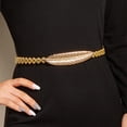 thumbnail image 3 of Cinturón fino de cadena de metal para mujer, cinturón de novia, moda con hojas finas Oro, 3 of 8