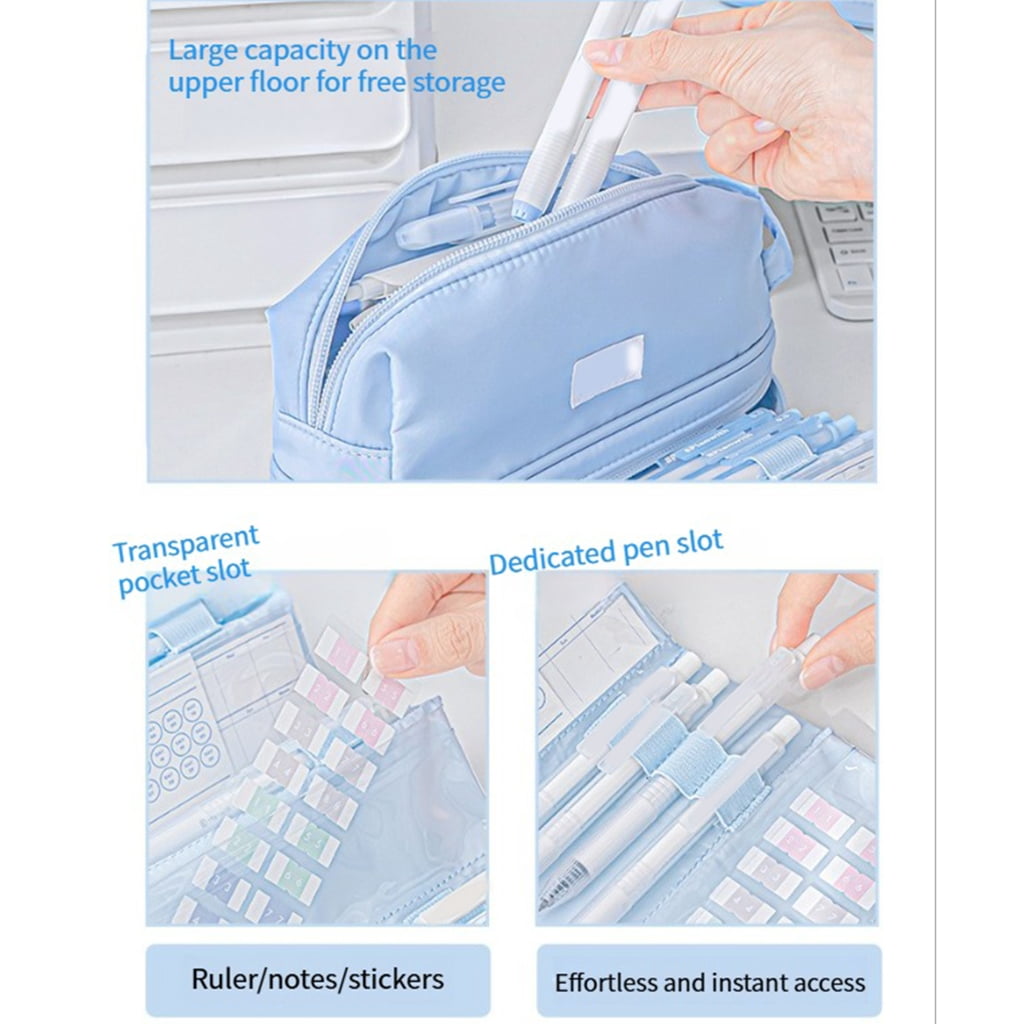 Waterproof Fabric PVC Pencil Case Multiple Compartments Pencil Bag For Student