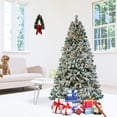 thumbnail image 4 of 7.5ft Snow Flocked Artificial Christmas Tree, Pre-lit Christmas Tree with Lights for Home/Office, Lighted Full Ornaments Xmas Tree with Foldable Stand for Festival Holiday Decoration, L0339, 4 of 10