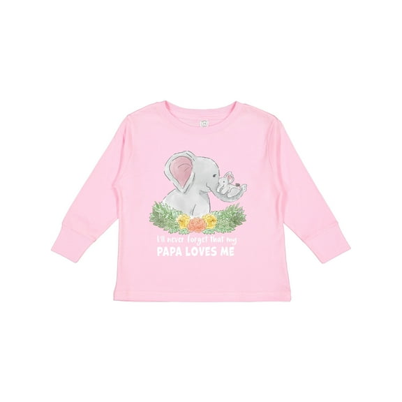Inktastic I'll Never Forget That My Papa Loves Me with Cute Elephants Boys or Girls Long Sleeve Toddler T-Shirt