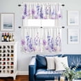 thumbnail image 2 of Spring Flowers Kitchen Curtains Sets for Windows 36 Inch Length, Watercolor Idyllic Lavender Purple Plant Rod Pocket Window Treatments Tier Curtains and Valances Set for Bedroom/Bathroom, 2 of 8