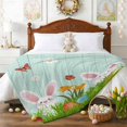 thumbnail image 3 of Throw Blanket Fleece Throw Blanket 50x60in, Easter Cute Rabbits Butterfly Soft Lightweight Bed Blankets Watercolor Eggs Daisy Fuzzy Couch Blankets for All Season, 3 of 9