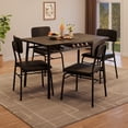 thumbnail image 1 of 5 Piece Dining Table Set for 4 with Storage Rack, 43.3 Inch Space Saving Kitchen Table with MDF Top and Metal Frame, Upholstered PU Chairs for Apartment Small Spaces, Brown Gray Black, 1 of 8