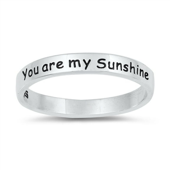 Oxidized Sterling Silver You Are My Sunshine Band Ring Size 9