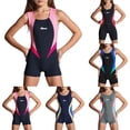thumbnail image 5 of FASHOFT Girls One Piece Rash Guard Swimsuit Kids Water Sport Short Swimsuit UPF 50+ Sun Protection Bathing Suits Light Yellow 13-14 Years, 5 of 5