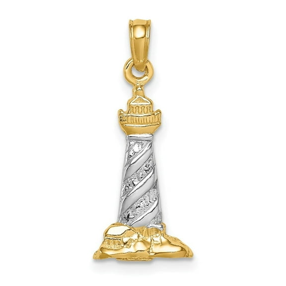 Auriga Fine Jewelry 14K Yellow Gold w/Rhodium 3D St. Augustine Lighthouse Pendant for Women