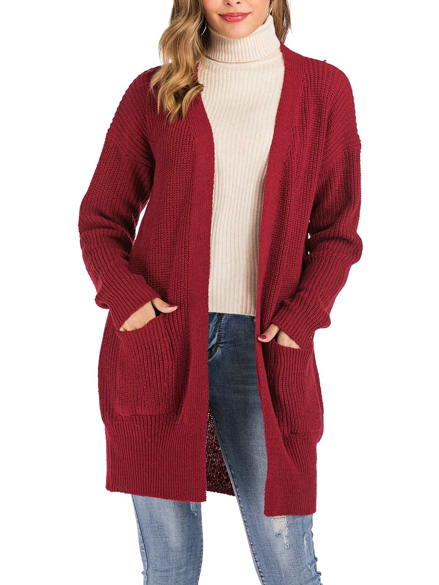 Women's Open Front Duster Cardigan Long Sleeve Thin Sweater Loose ...