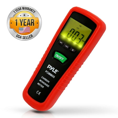 Pyle Meters Hand Held Carbon Monoxide Meter - High Accuracy and 1000 PPM Measurement Range CO Sensor w/Digital LCD Display Auto Power Off Battery Operated and Control Buttons - Pyle PCMM05
