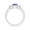 thumbnail image 2 of ANGARA Natural 1.5 ct Amethyst and Diamond Three Stone Ring in 14K White Gold for Women (Size-8x6mm) | February Birthstone, Birthday, Anniversary, Jewelry Gift for Women | Natural Amethyst Ring, 2 of 9