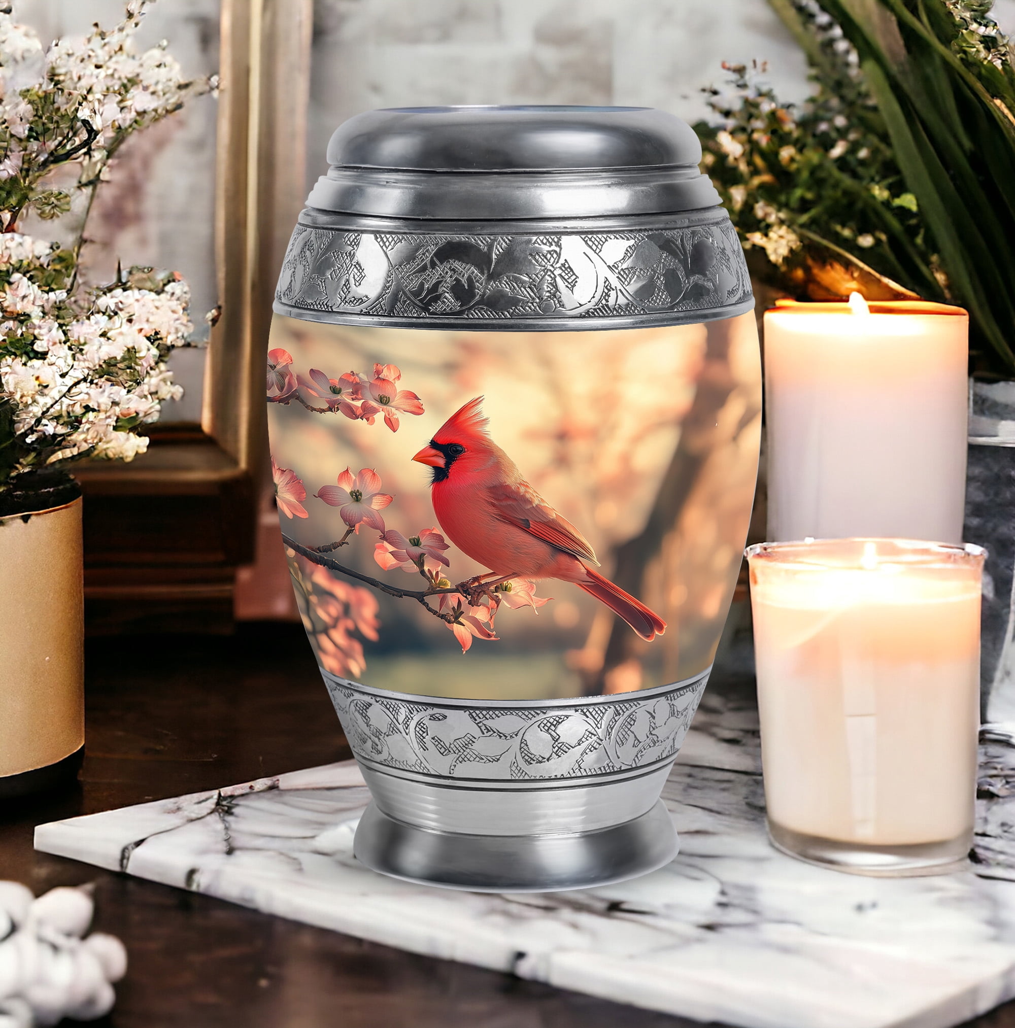 Yatskia Cardinal Bird Urn For Ashes For Women & Men, Cremation Urns For Human Ashes, (Monar Large, 10 Inch)