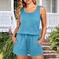 thumbnail image 2 of Matching Sets Women Clothing Casual Crew Neck Sleeveless Tank Top and Shorts with Pocket Summer 2 Piece Travel Outfits, 2 of 7