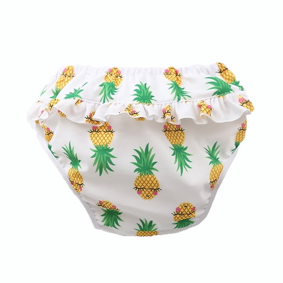 LPKRT Toddler Reusable Swim Diaper Waterproof Elastic Waist Diaper Kids Washable Printed Swim Underwear F 1-2 Years