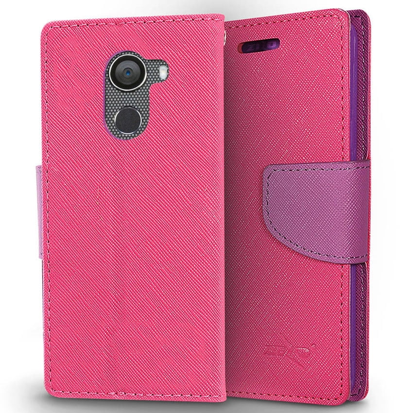 For TMobile Revvl / A30 Fierce Premium 2 Tone Wallet Case Flip Phone Cover Accessory Walmart