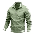 thumbnail image 7 of Men's Track Jacket Stand Collar Zip Up Windbreaker with Stripe Sleeves Casual Sport Coat Outerwear, XL, 7 of 7