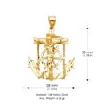 thumbnail image 3 of 14K Yellow Gold Mariner Crucifix Charm Pendant with 1.8mm Singapore Chain Necklace - 22", 3 of 4